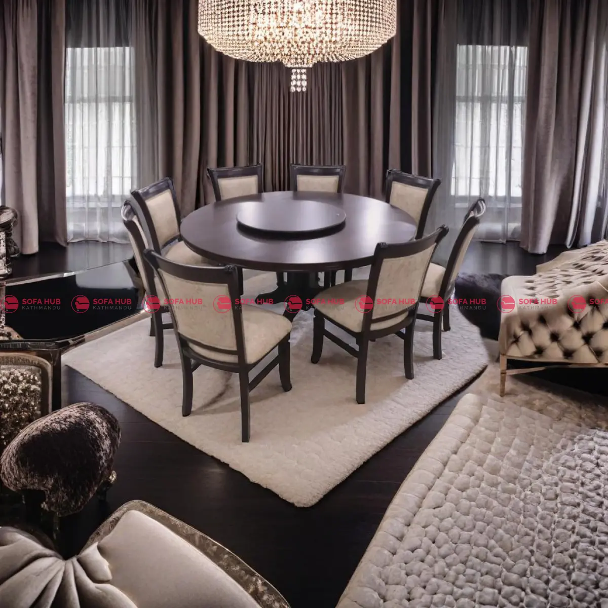 Royal Round Dining Table with Rotating Center