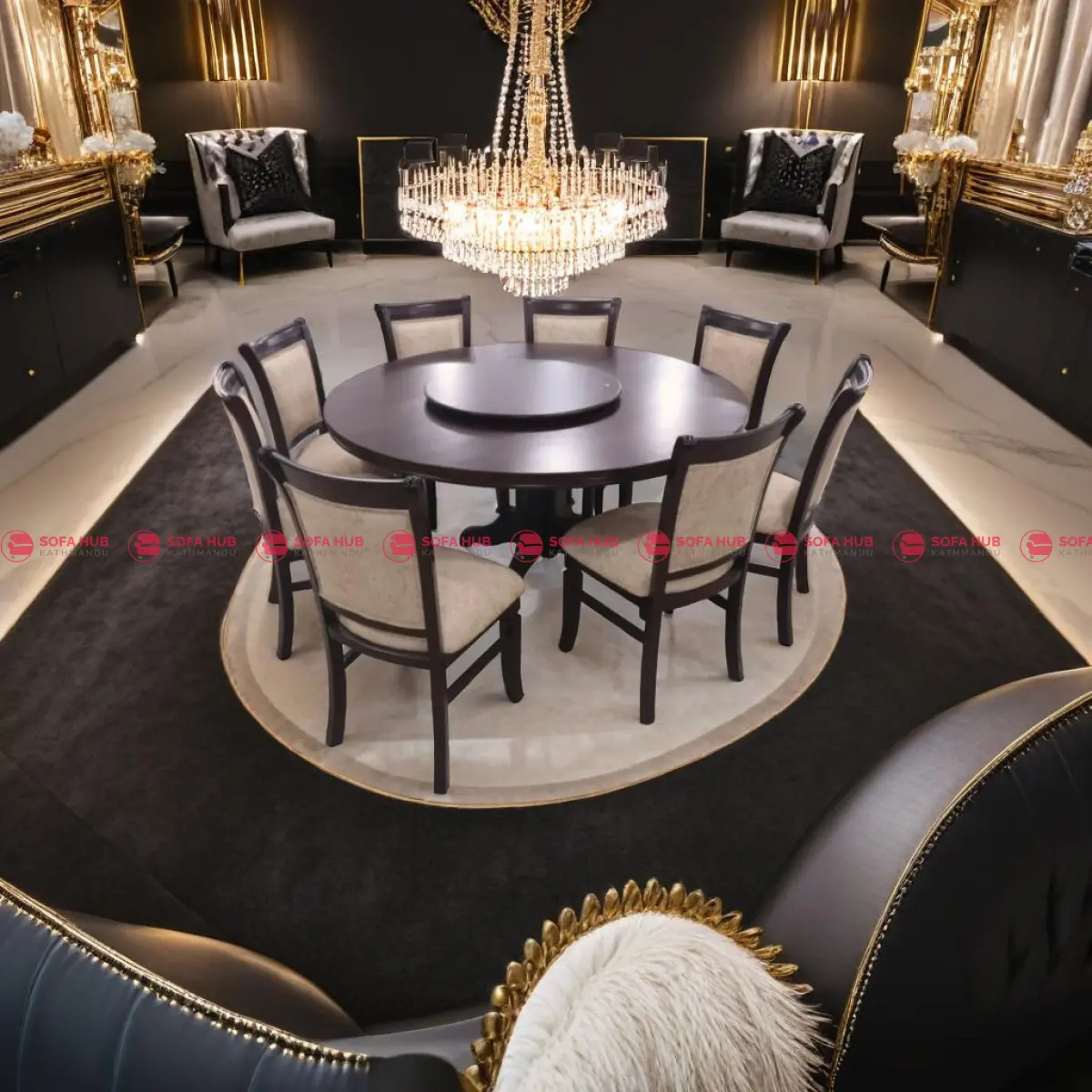 Royal Round Dining Table with Rotating Center