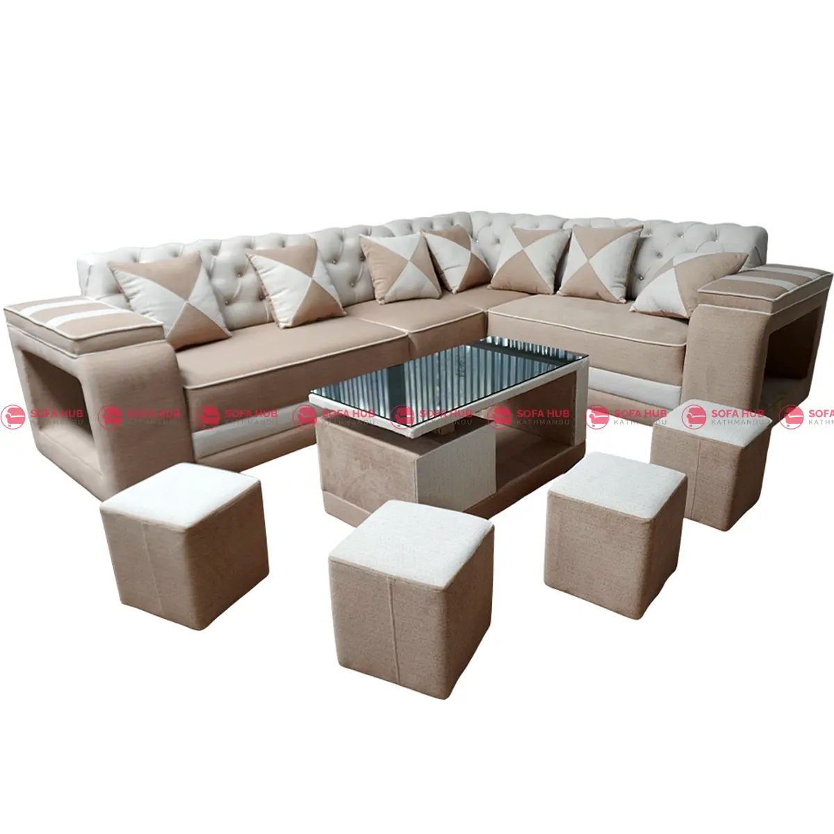 L Sofa - Plain Creamy Design