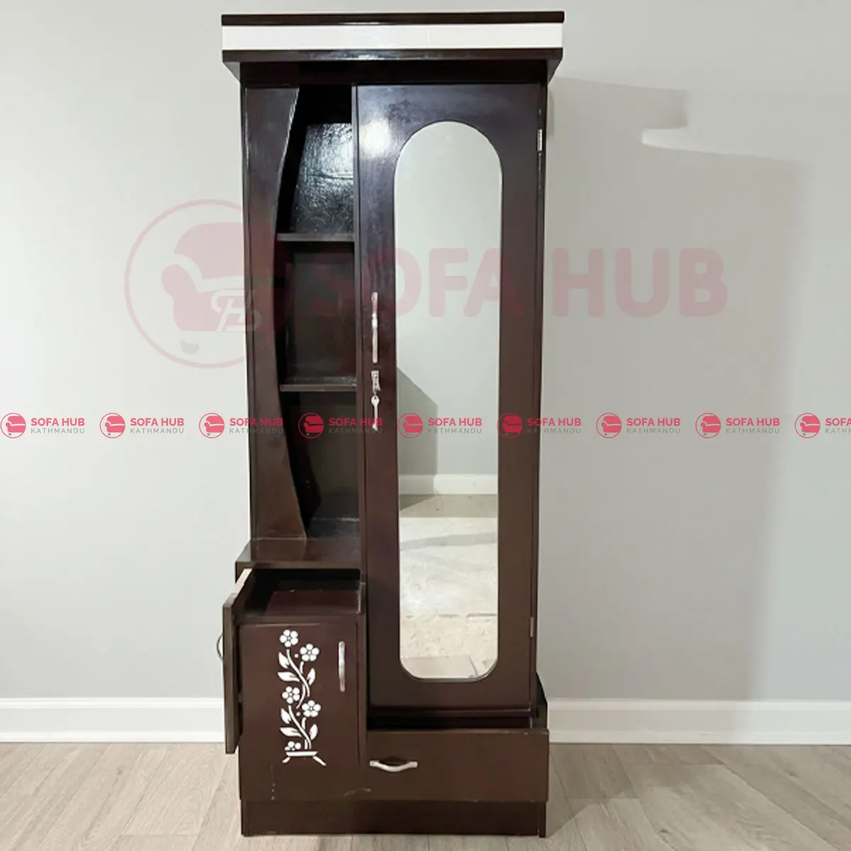 Elegant Wooden Dressing Table with Mirror & Storage