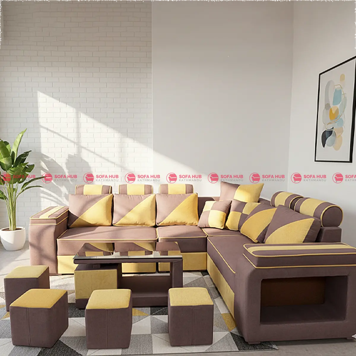 Yellow L sofa 1