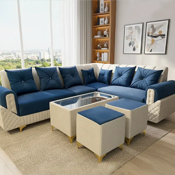 Blue modular sofa