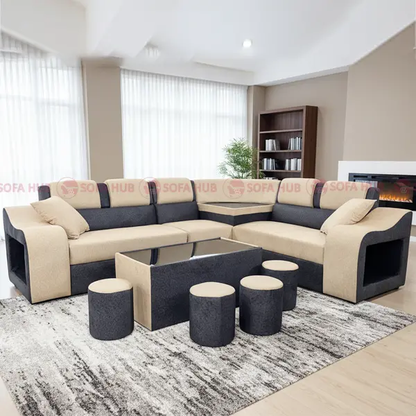 cream color muda corner sofa