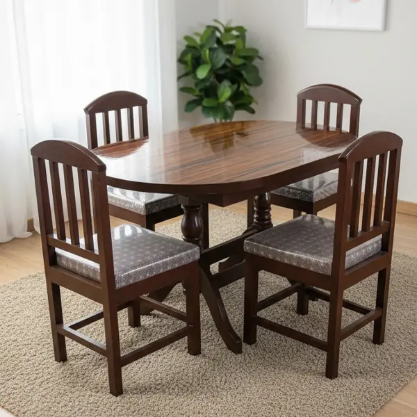 Affordable 4-Seater Round Wooden Dining Tabl
