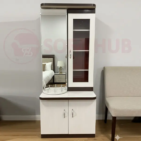 Modern Wooden Dressing Table with Mirror and Storage