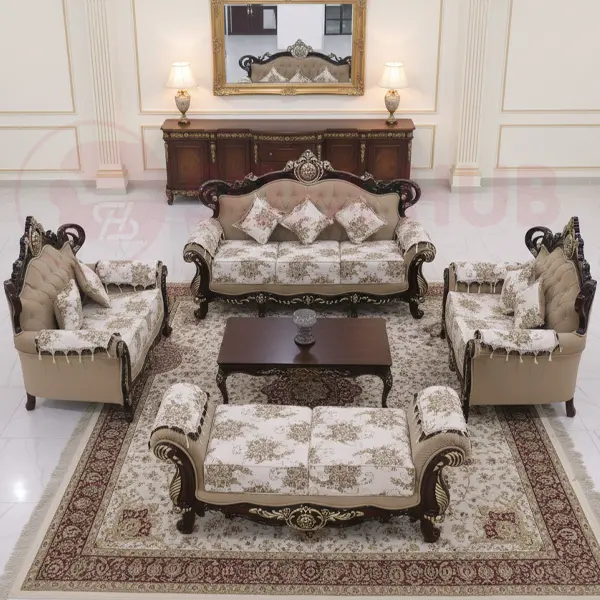 Premium Royal Sofa Set – Handmade from Indian Teak Wood